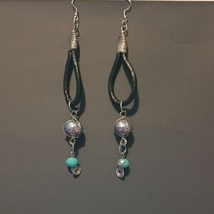 Elegant Black and Silver Loop Earrings